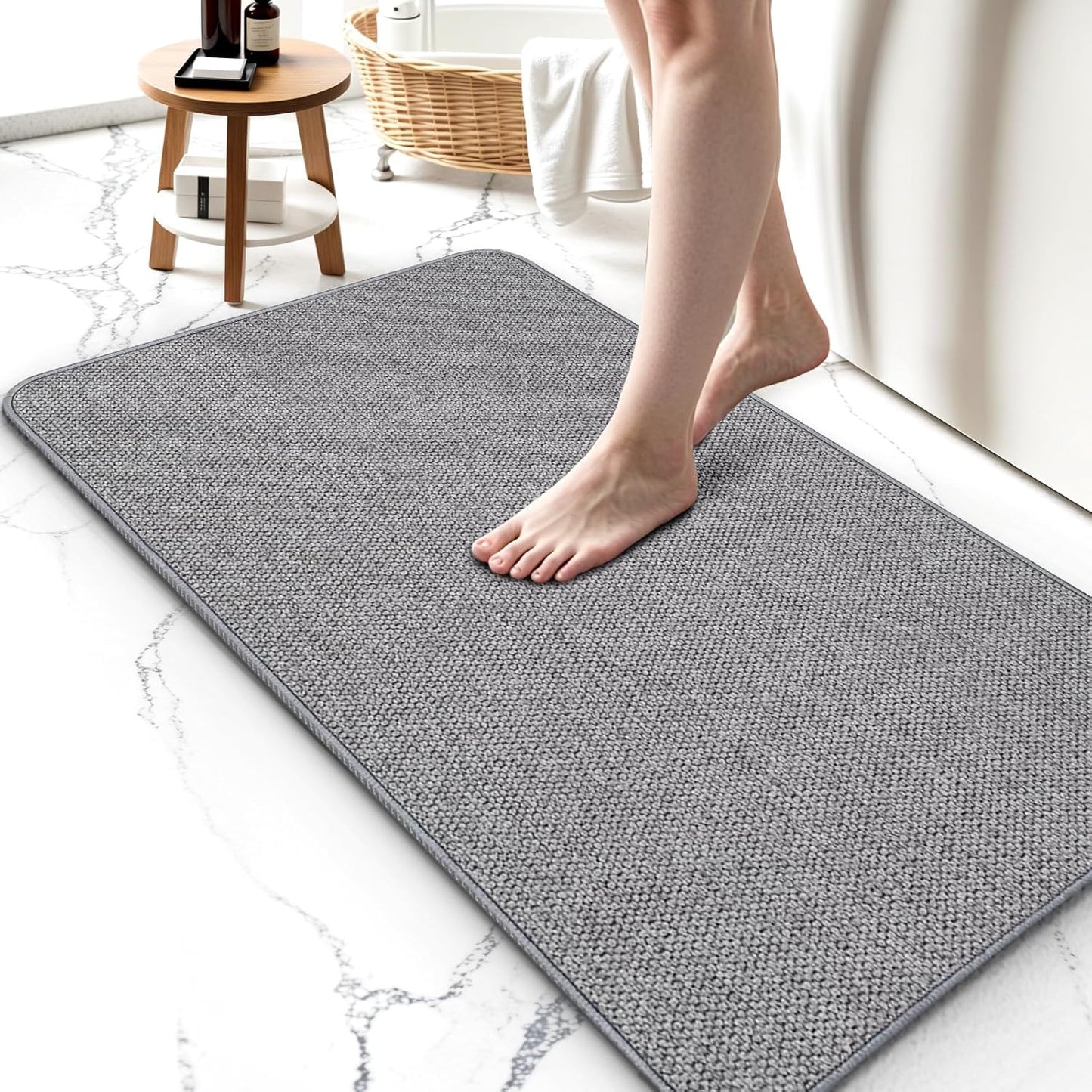 Slim Non-Slip Bath Mat – Gray (17x27”)