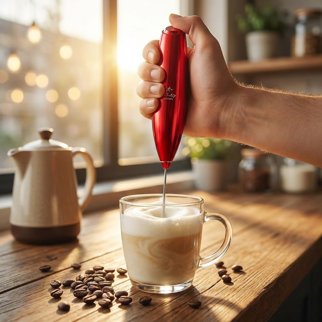 Premium Handheld Electric Milk Frother – Battery Powered Coffee Foam Maker