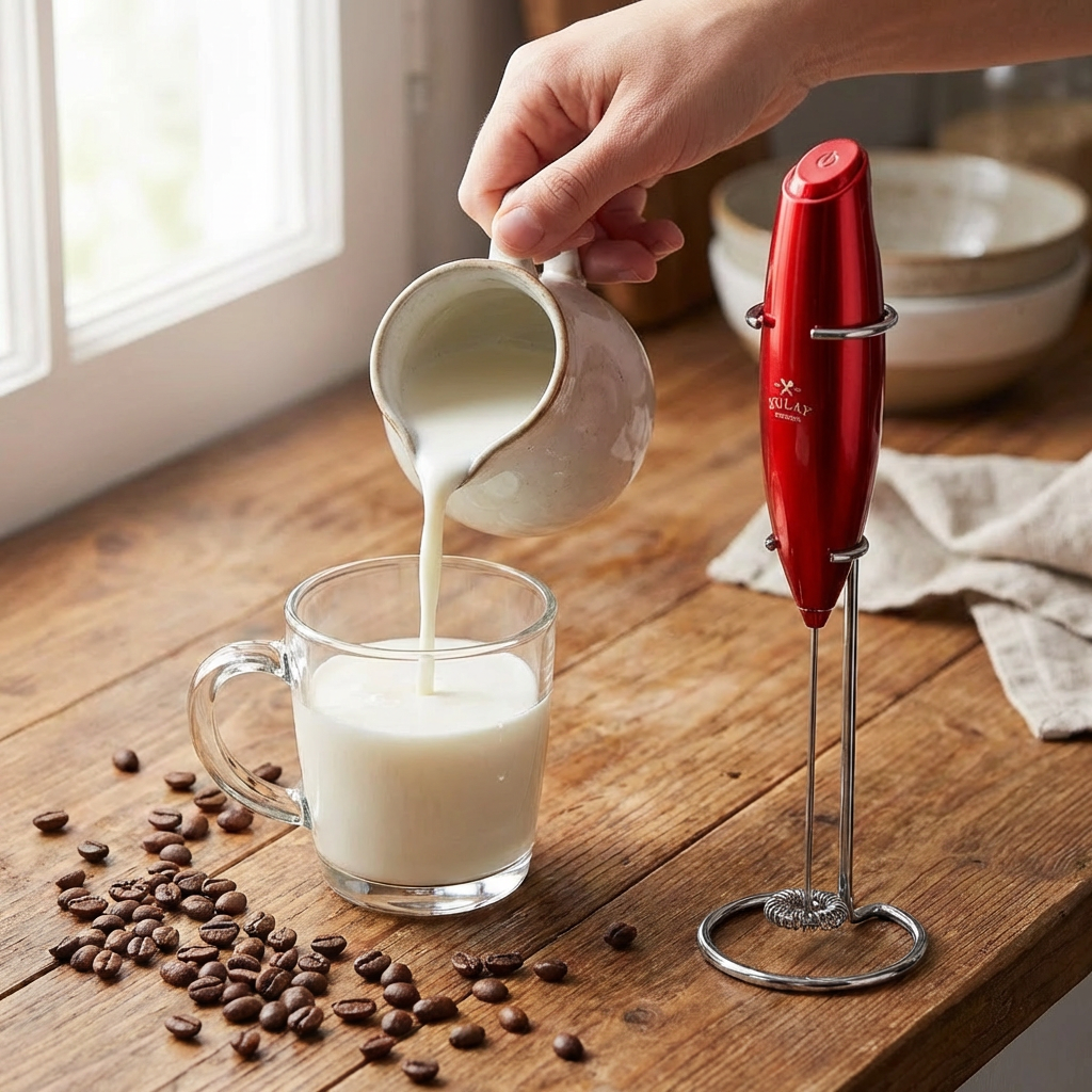 Premium Handheld Electric Milk Frother – Battery Powered Coffee Foam Maker