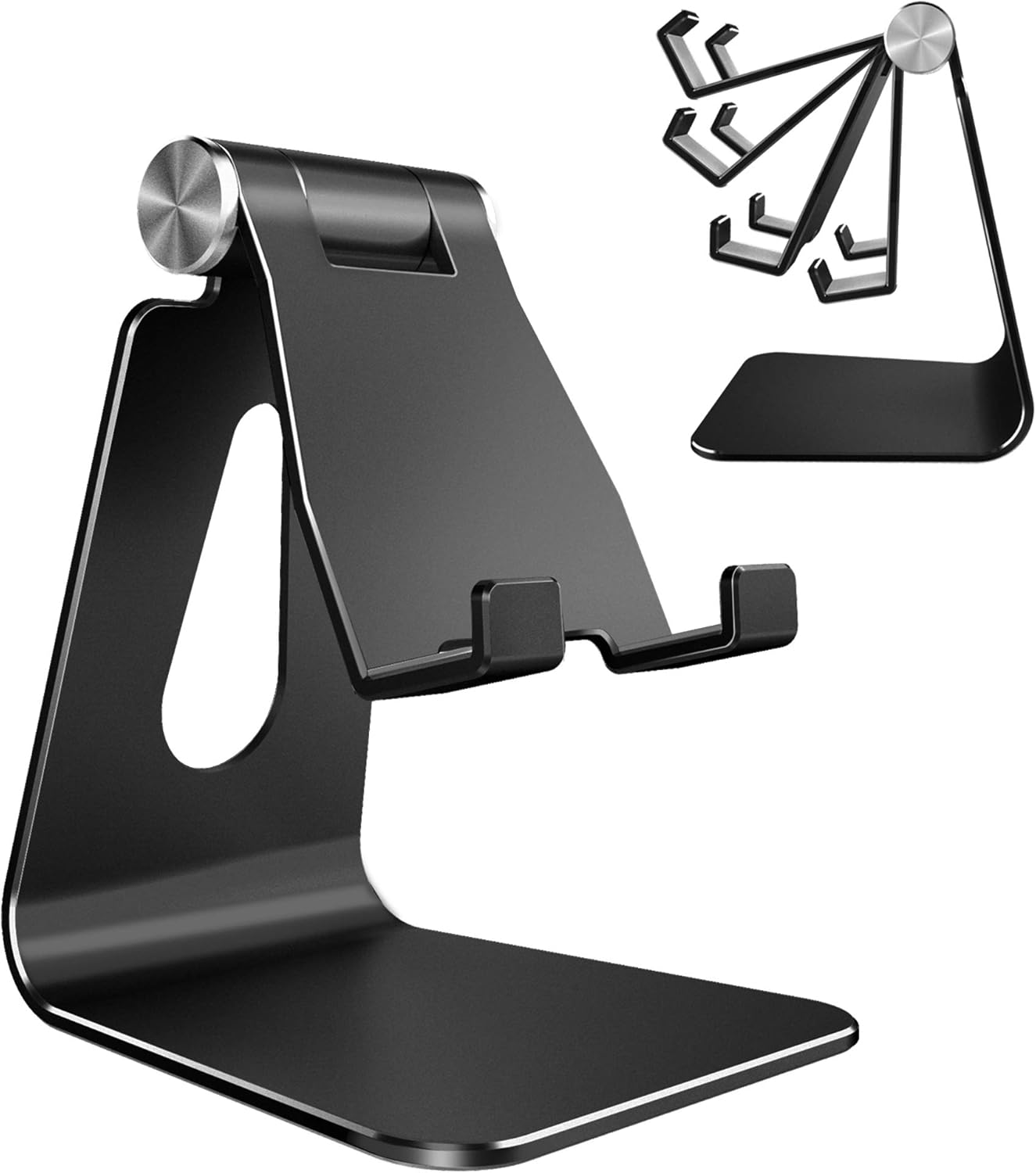 Adjustable Cell Phone Stand for Desk – Aluminum Foldable Phone Holder Dock Compatible with All Smartphones