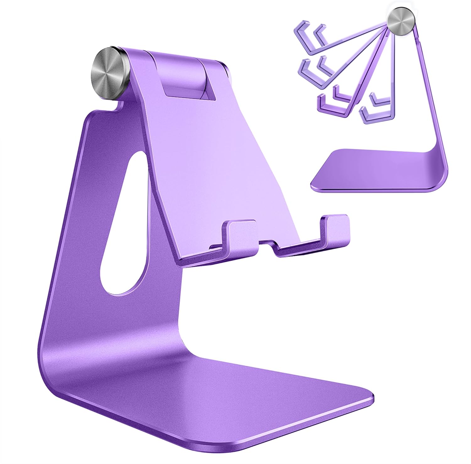 Adjustable Cell Phone Stand for Desk – Aluminum Foldable Phone Holder Dock Compatible with All Smartphones