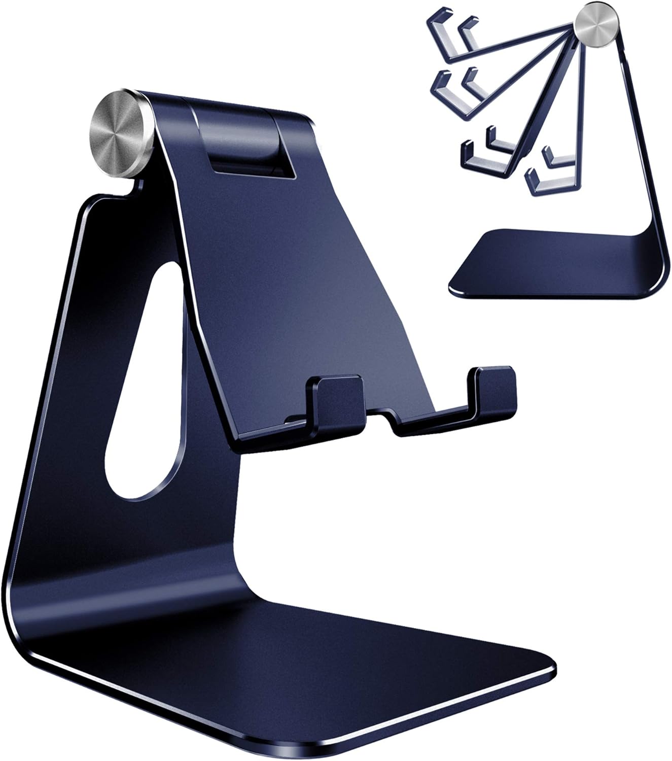 Adjustable Cell Phone Stand for Desk – Aluminum Foldable Phone Holder Dock Compatible with All Smartphones