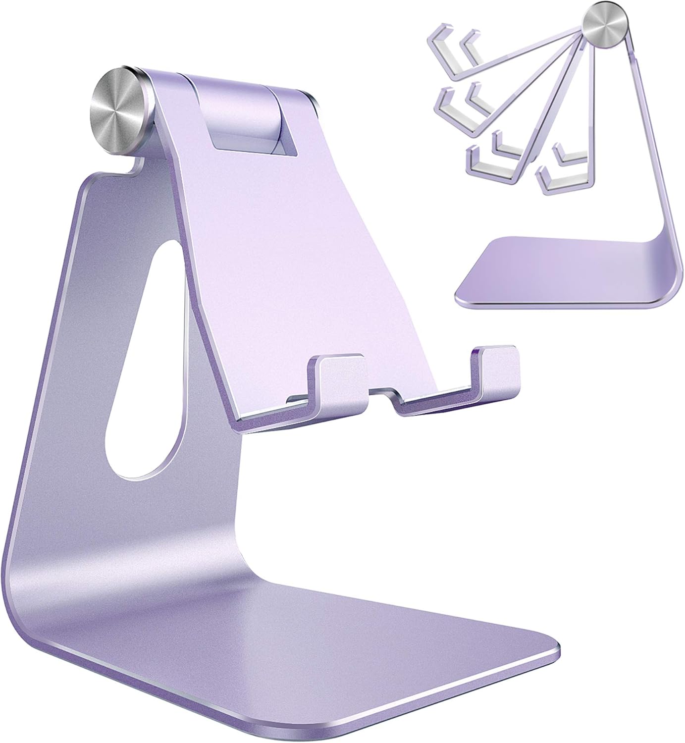 Adjustable Cell Phone Stand for Desk – Aluminum Foldable Phone Holder Dock Compatible with All Smartphones