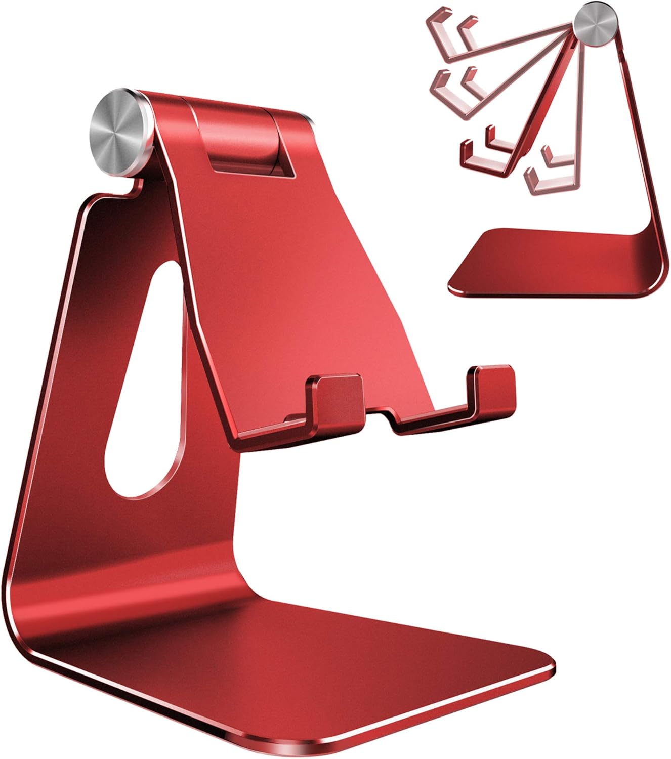 Adjustable Cell Phone Stand for Desk – Aluminum Foldable Phone Holder Dock Compatible with All Smartphones