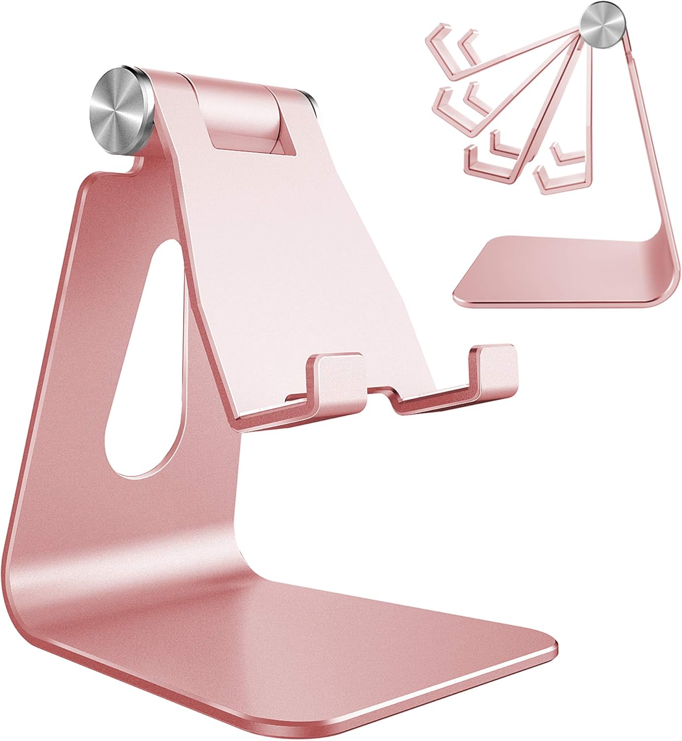 Adjustable Cell Phone Stand for Desk – Aluminum Foldable Phone Holder Dock Compatible with All Smartphones