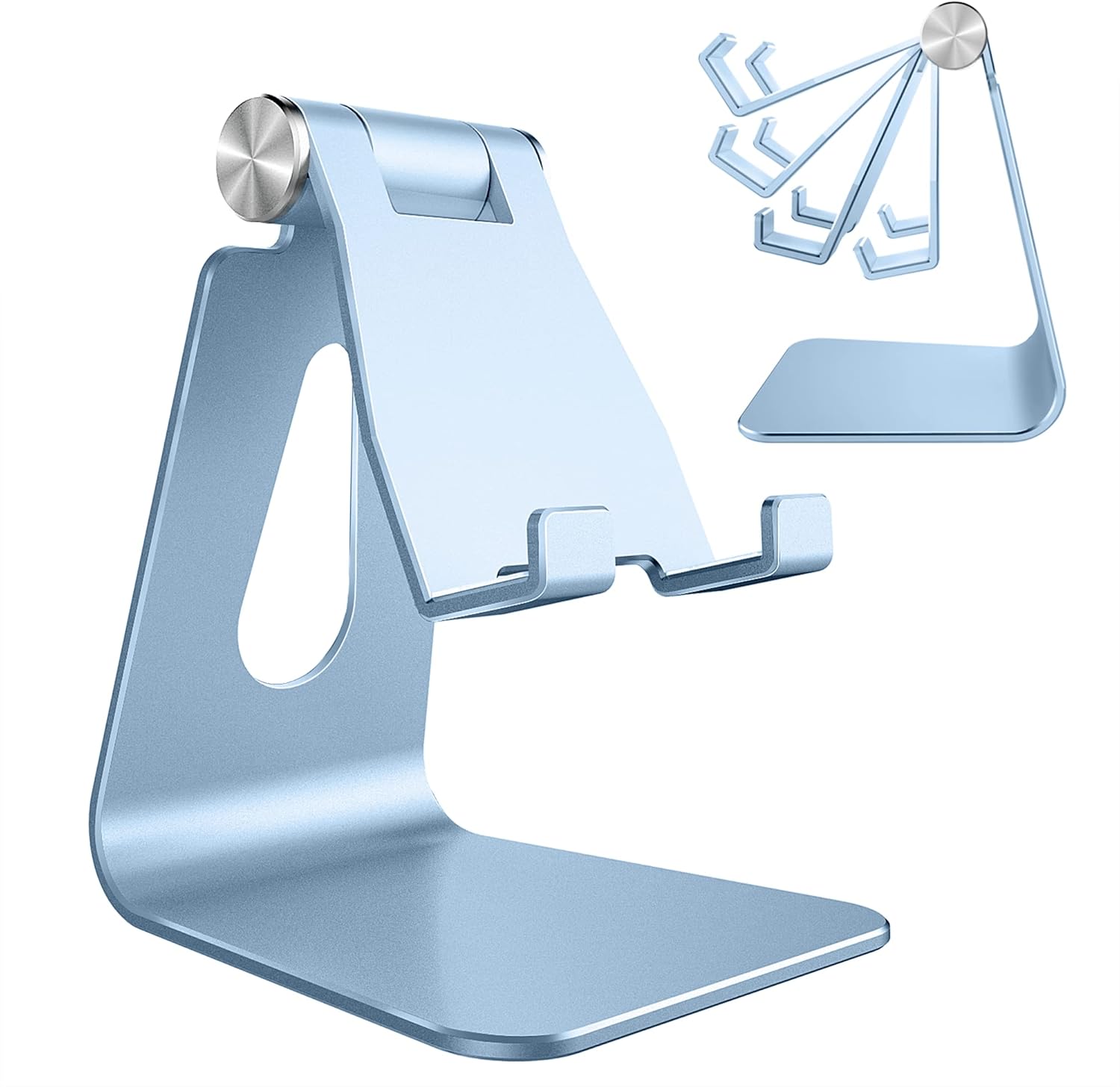 Adjustable Cell Phone Stand for Desk – Aluminum Foldable Phone Holder Dock Compatible with All Smartphones
