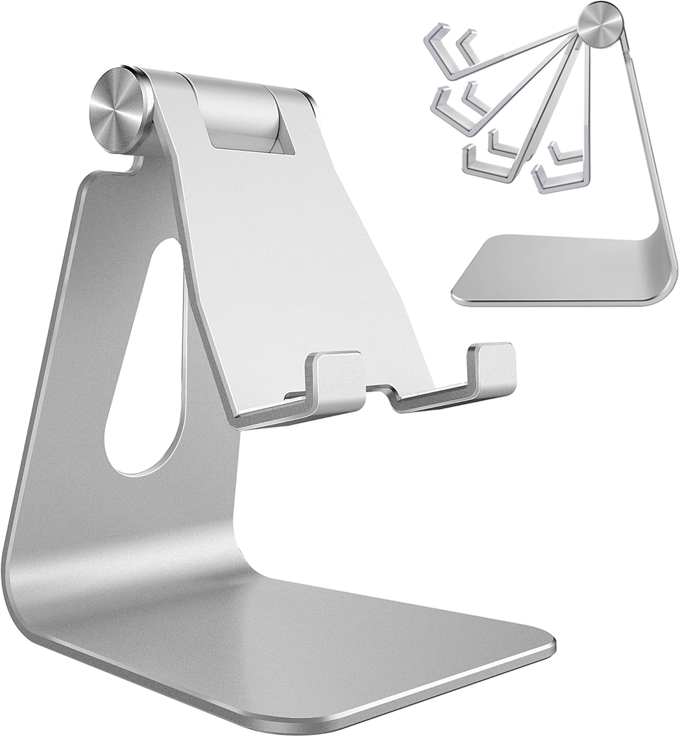 Adjustable Cell Phone Stand for Desk – Aluminum Foldable Phone Holder Dock Compatible with All Smartphones