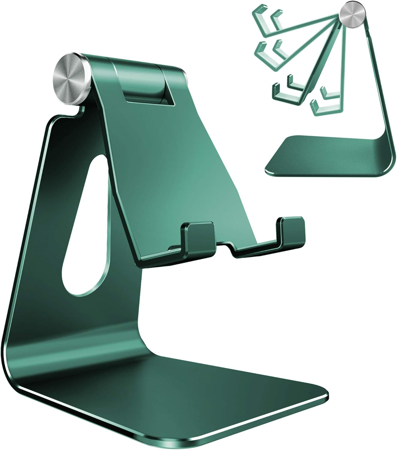 Adjustable Cell Phone Stand for Desk – Aluminum Foldable Phone Holder Dock Compatible with All Smartphones