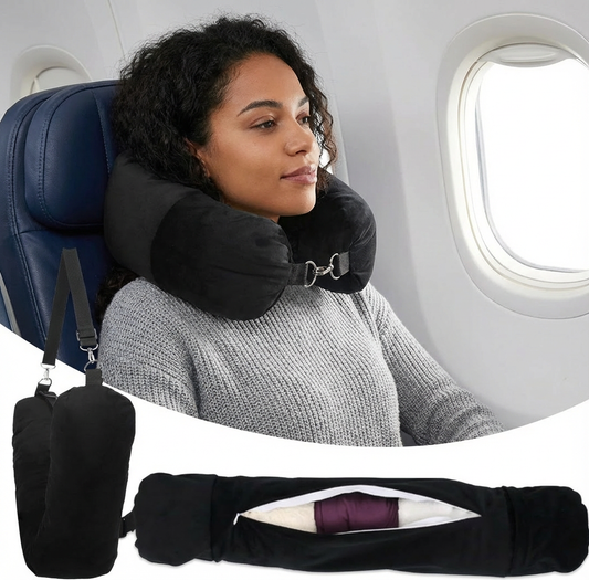 Stuffable Travel Neck Pillow with Storage